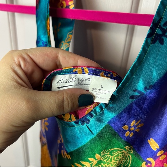 Vintage Multicolor Patchwork Mini Slip Dress Large - Picture 5 of 7